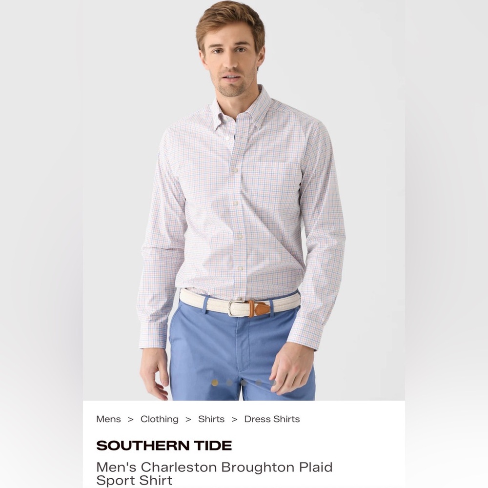 Southern Tide Men's Charleston Broughton Plaid Sport Shirt Stripe XXL 2X Button